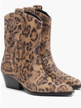 Free People Cat Nap Western Leopard Boots NWT